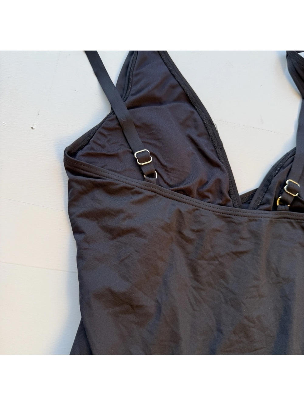 Michael Kors Black One-Piece Swimsuit with Gold MK Emblem B9 - Picture 9 of 10